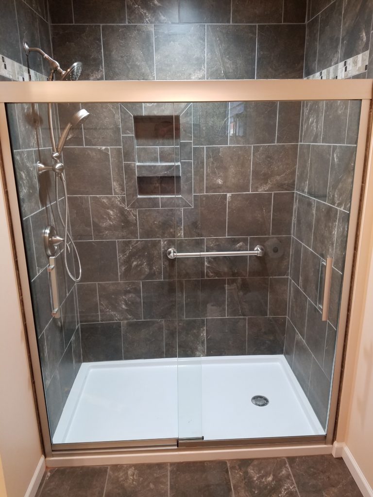 The shower that we tiled.