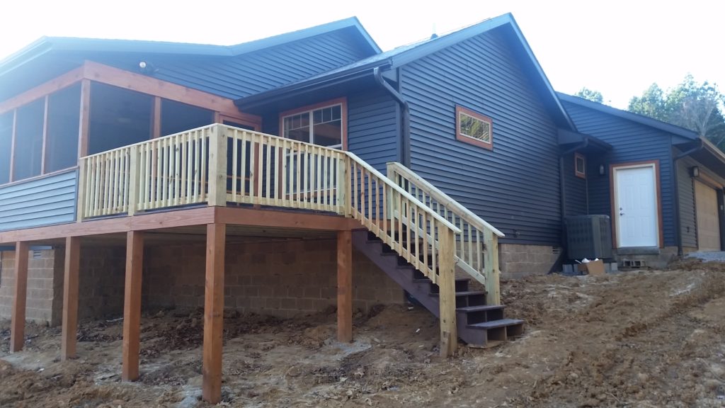 The steps up to the screened-in porch.